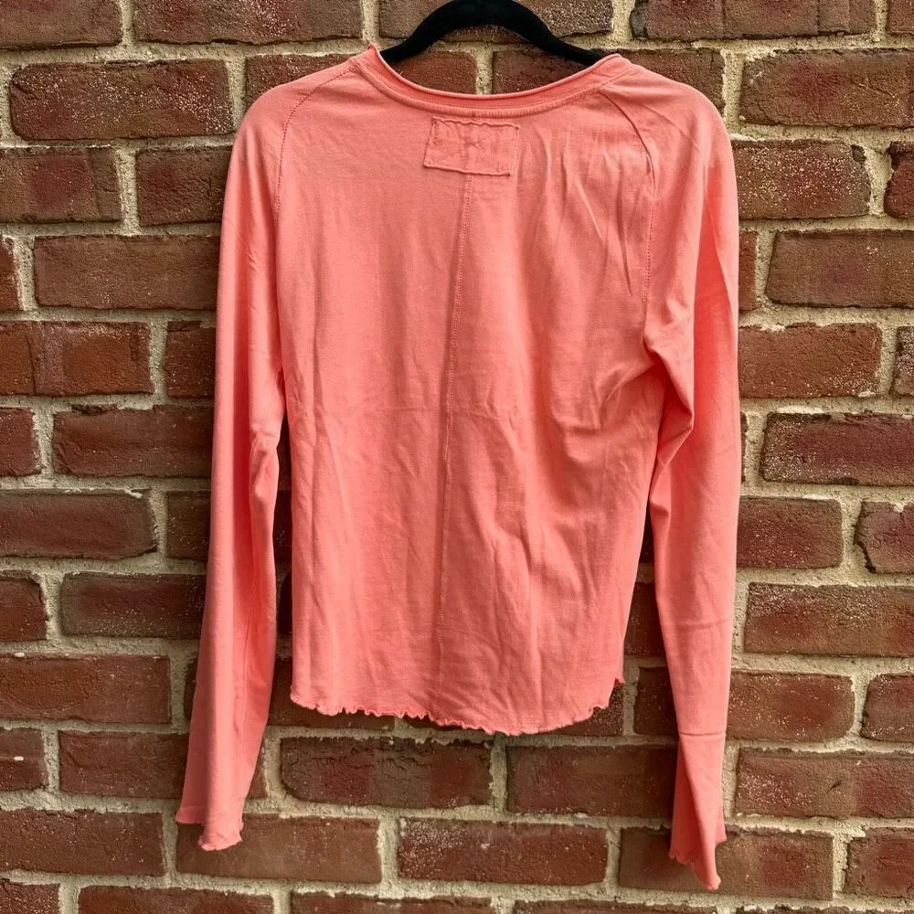 Free People X We The Free Be My Baby Tee long sleeve coral L NEW